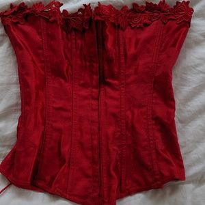 Full boning lace up Satin Corset - S/M